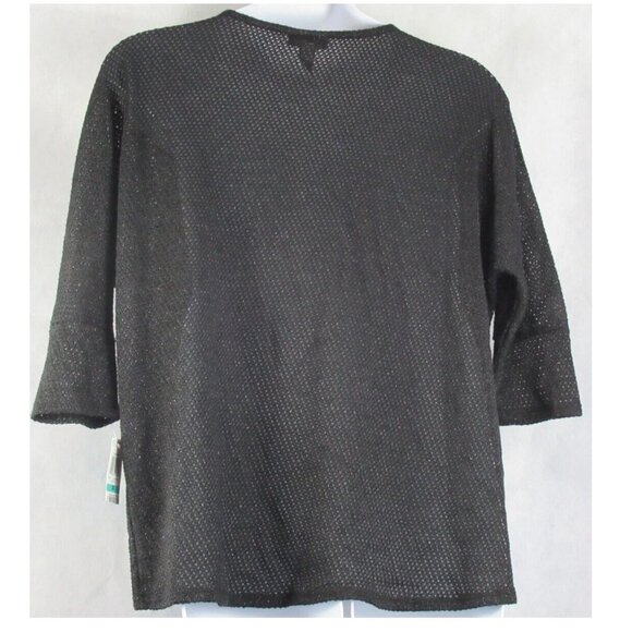 Alfani Women's Plus Size Metallic Shine Honeycomb-Stitch Sweater, Black, 0X - Picture 2 of 2